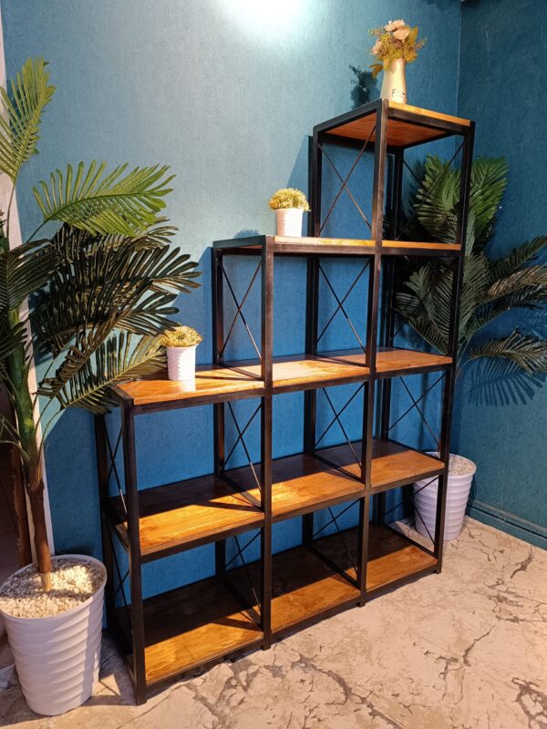 Staircase-Style Wooden Bookshelf