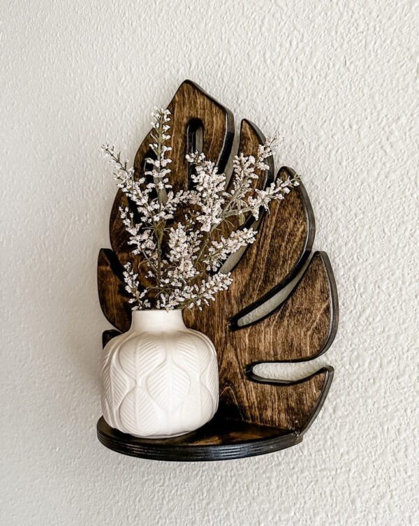 monstera floating shelves